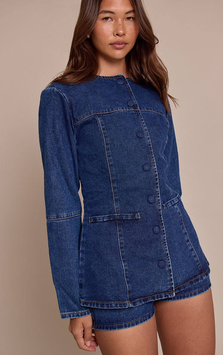 Mid Blue Round Neck Jeans T-shirt