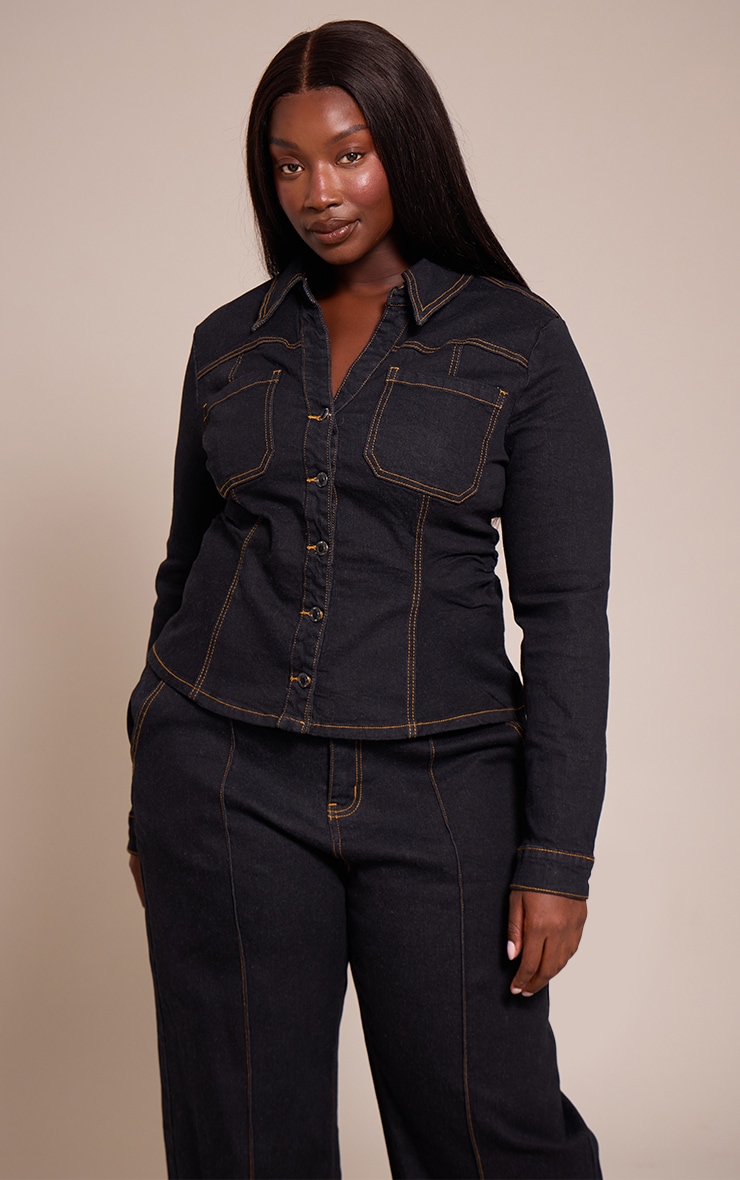Plus Dark Indigo Fitted Jeans T-shirt